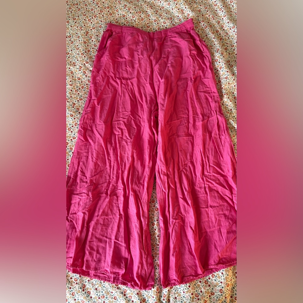 Bright Pink Wide-Leg Lounge Pants